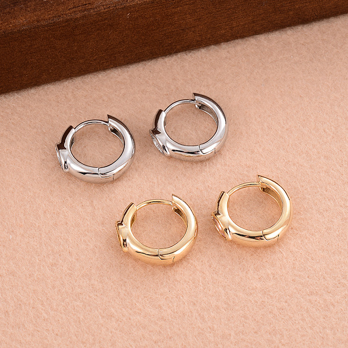 1 Pair French Style Simple Style Round Plating Inlay Copper Zircon 14K Gold Plated Hoop Earrings