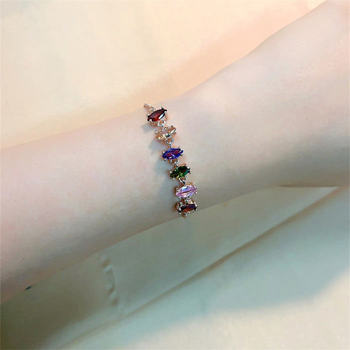 Vintage Style Simple Style Shiny Round Square Water Droplets Copper Plating Inlay Zircon Gold Plated Bracelets