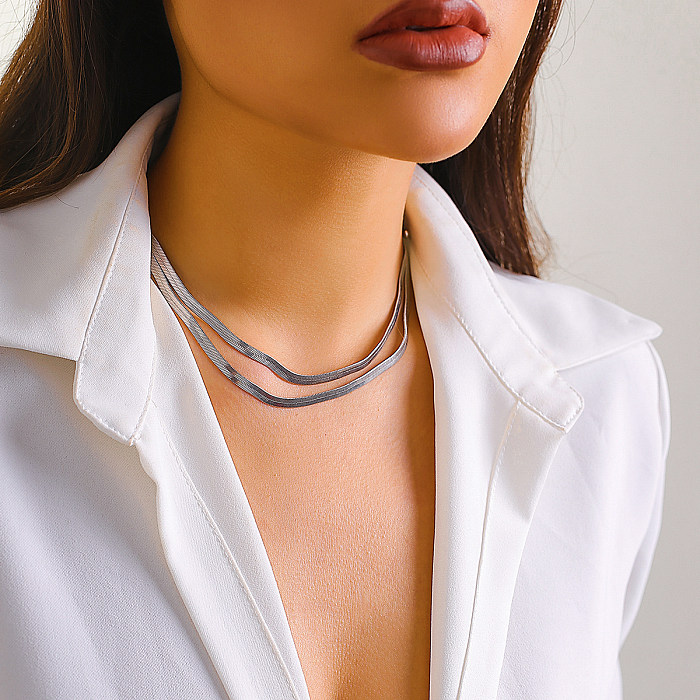 Lässige, schlichte, einfarbige, unregelmäßige Halskette aus Kupfer