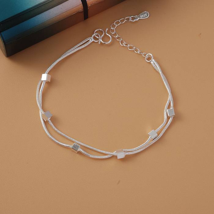 Simple Style Star Dolphin Heart Shape Brass Beaded Silver Plated Bracelets 1 Piece