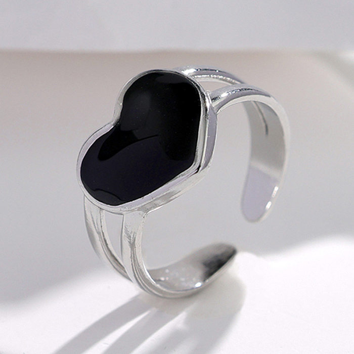 Fashion Heart Shape Stainless Steel Enamel Open Ring 1 Piece