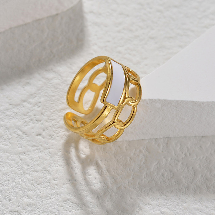 El estilo simple conmuta los anillos abiertos ovalados plateados oro del acero inoxidable 18K en bulto