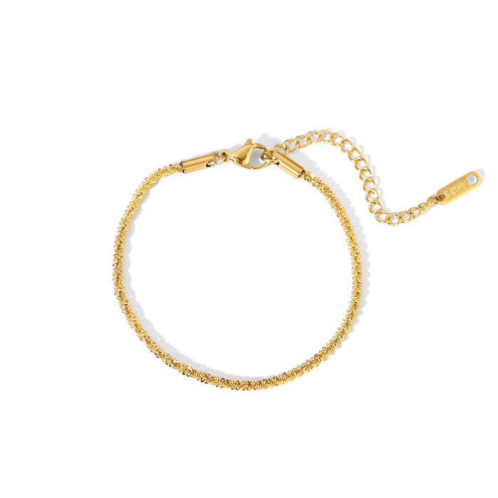 Collar de pulseras chapado en oro de 18 quilates con revestimiento de acero inoxidable de color sólido estilo IG
