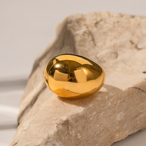Anéis banhados a ouro 18K de aço inoxidável de cor sólida estilo IG