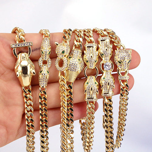 Bracelets en cuivre pour animaux de mode Bracelets en cuivre plaqué or avec incrustation de zircon