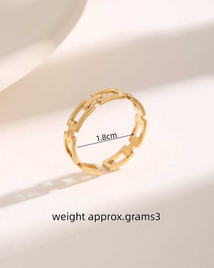 O cobre simples básico da cor sólida do estilo chapeia anéis abertos banhados a ouro 18K