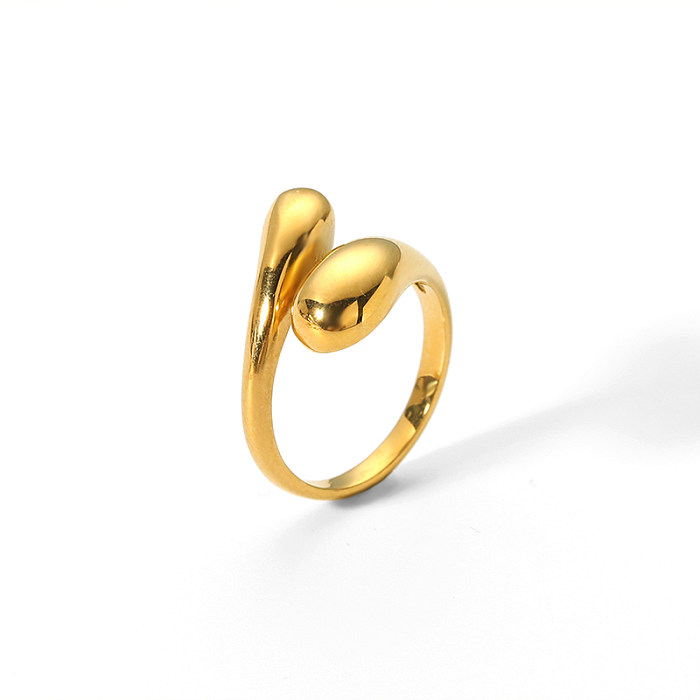 Anel de polimento de aço inoxidável irregular de cor sólida chapeamento robusto banhado a ouro 18K anéis abertos