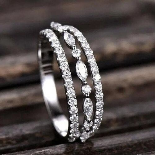 Fashion New Hand Accessories Simple Hollow Ladies Zircon Plain Tail Copper Ring Accessories