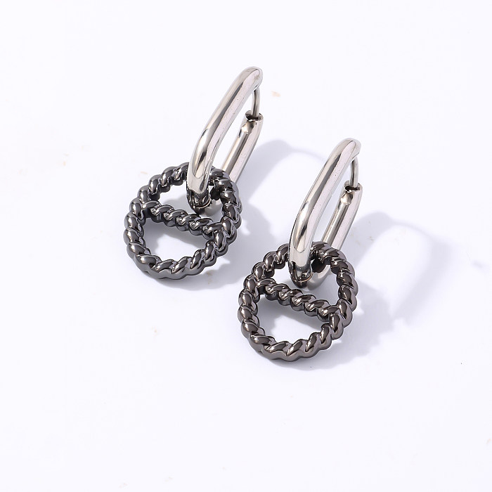 1 Pair Elegant Round Plating Stainless Steel Copper White Gold Plated Gold Plated Drop Earrings