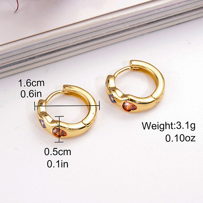 1 Pair Modern Style Round Plating Inlay Copper Zircon 18K Gold Plated Earrings
