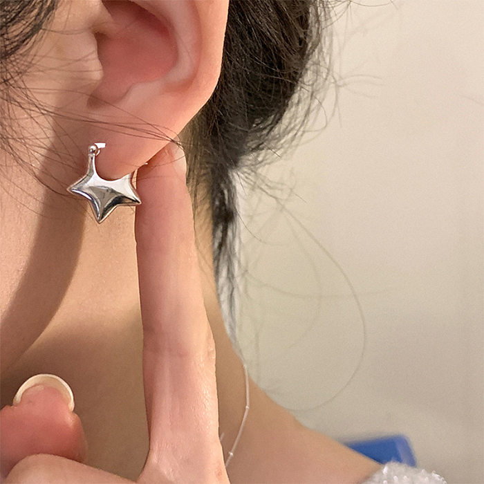1 paire de boucles d'oreilles en cuivre plaqué pentagramme, Style Simple et élégant