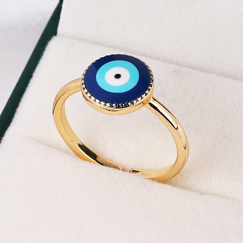 Casual Simple Style Round Devil'S Eye Heart Shape Copper 18K Gold Plated Open Ring In Bulk