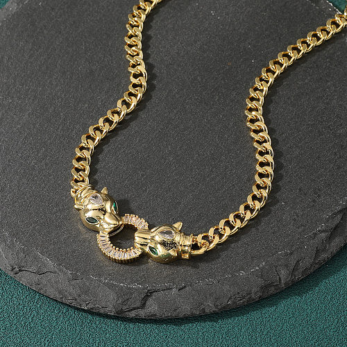 Hip-Hop Retro Modern Style Geometric Copper Plating Inlay Zircon Necklace