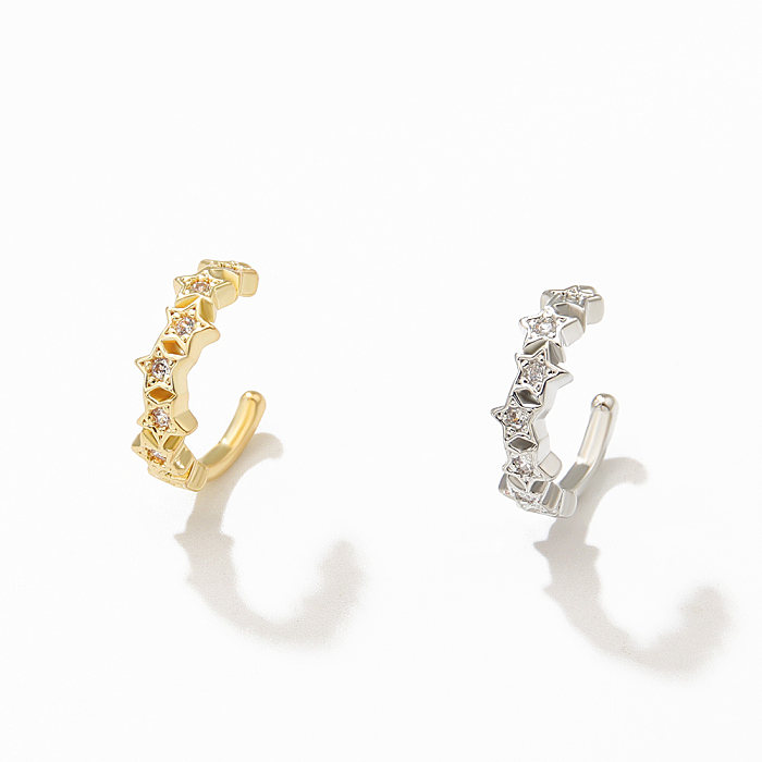 1 Piece Sweet Star Copper Inlay Zircon Ear Clips