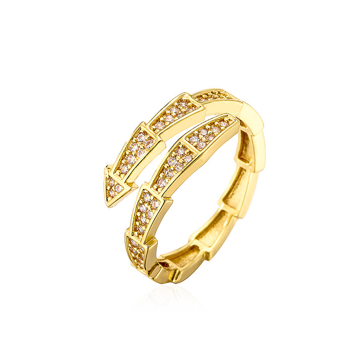 Arbeiten Sie geometrischen Kupfer-offenen Ring-Gold überzogenen Zirkon-Kupfer-Ringen um