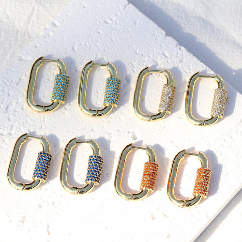 1 Pair Basic Retro Modern Style Geometric Plating Inlay Copper Zircon Earrings