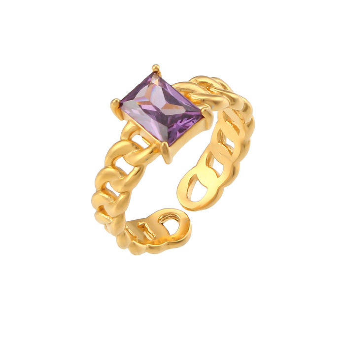 Women'S Fashion Geometric Stainless Steel Rings Geometry National Tide Metal Zircon Stainless Steel Rings