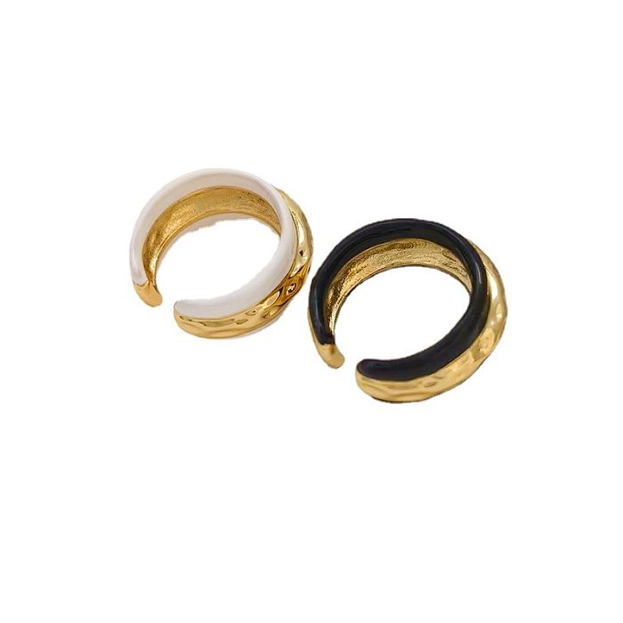 Casual Simple Style Round Brass Enamel Plating 18K Gold Plated Open Rings