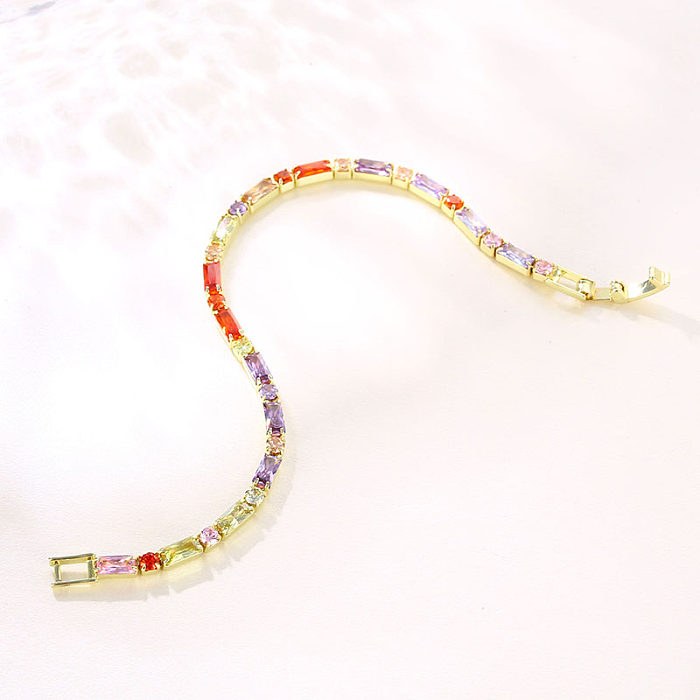 Bracelets plaqués or 18 carats avec incrustation de cuivre rectangulaire rond brillant