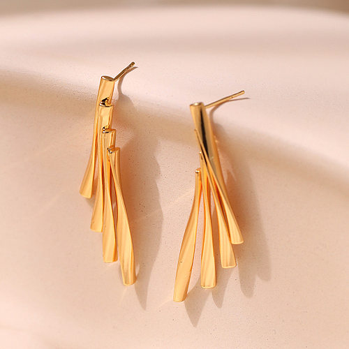 1 Pair Retro Solid Color Plating Copper Gold Plated Drop Earrings