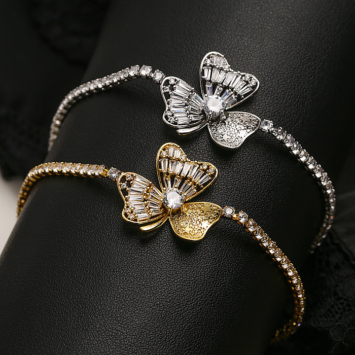 Bracelets plaqués or 18 carats avec incrustation de cuivre et fleur brillante