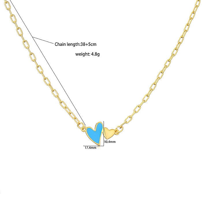 1 Piece Simple Style Heart Shape Copper Enamel Plating Pendant Necklace
