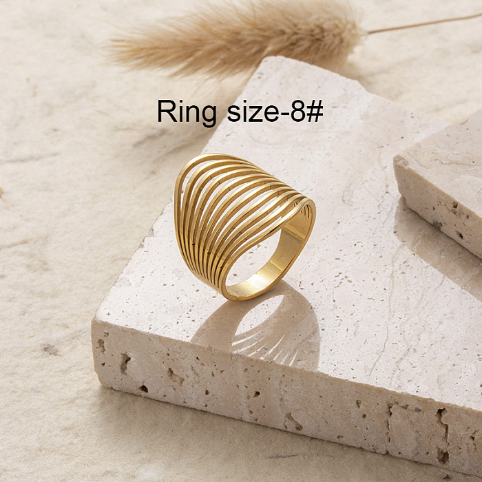 IG Style Geometric Snake Stainless Steel 18K Gold Plated Rhinestones Rings In Bulk