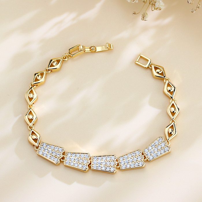 Bracelets luxueux en zircon plaqué cuivre géométrique
