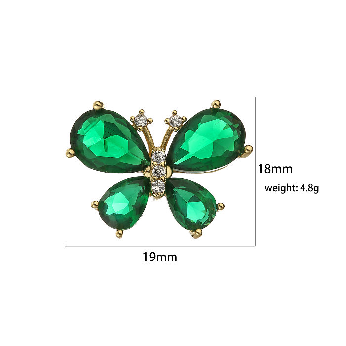 1 Pair Elegant Butterfly Inlay Copper Zircon Ear Studs