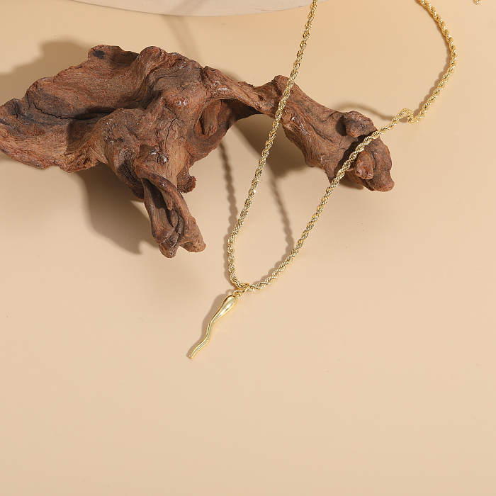 Collar pendiente plateado oro 14K del cobre XNUMXK de la serpiente del estilo simple a granel