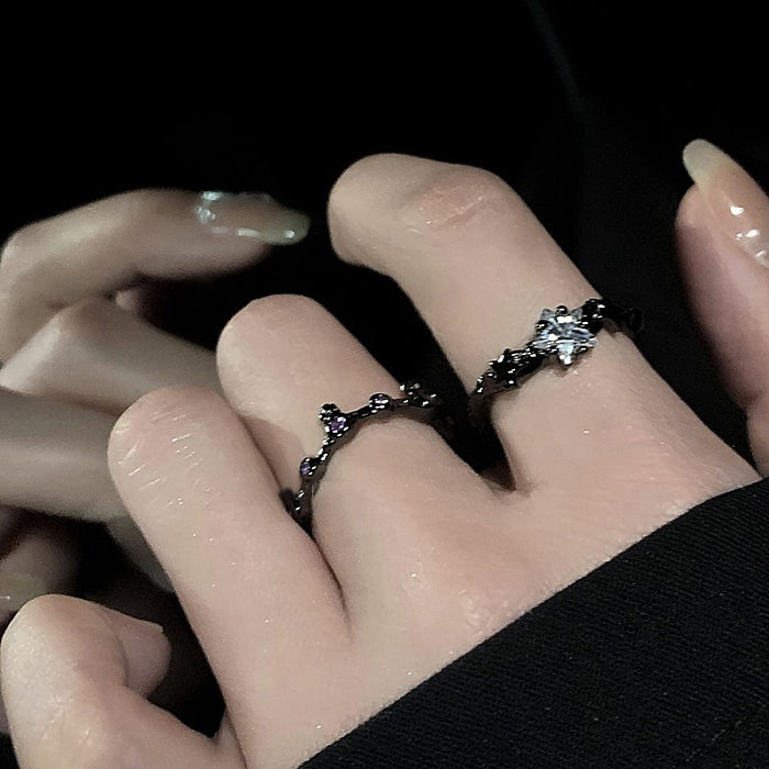 Irregular Zircon XINGX Ring Female Dark Personalized Cold Style Retro Affordable Luxury High Sense Twin Open Ring