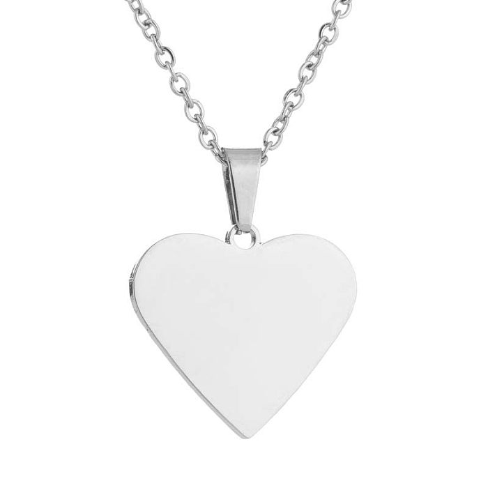 1 Juego de collar y pendientes chapados en acero de titanio, forma de corazón, estilo Simple