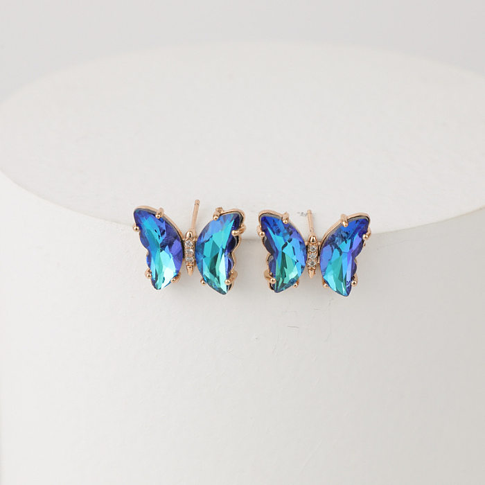Fashion Butterfly Copper Ear Studs Zircon Copper Earrings