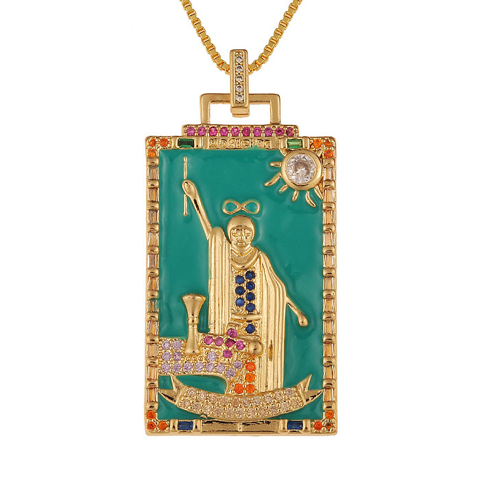 Fashion New Oil Drop Tarot Pendant Copper Zircon Necklace Wholesale jewelry