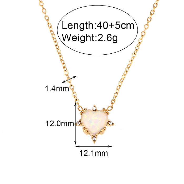 Vintage Style Simple Style Classic Style Heart Shape Stainless Steel Gem Inlay Artificial Gemstones 18K Gold Plated Women'S Bracelets Earrings Necklace