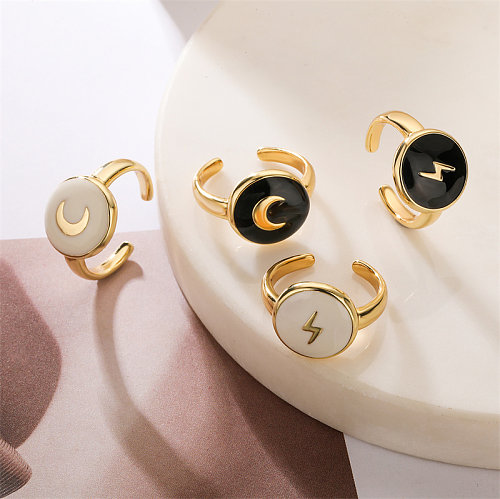 Luxuriöse offene Ringe mit Mondblitz-Kupfer-Email-Beschichtung und vergoldet
