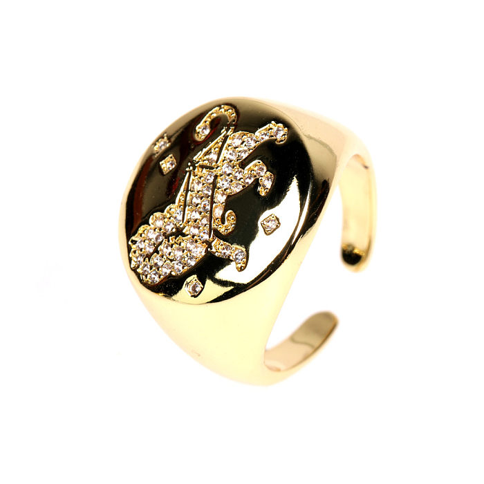O ouro simples do zircão 18K do embutimento do chapeamento de cobre da constelação do estilo chapeou anéis abertos