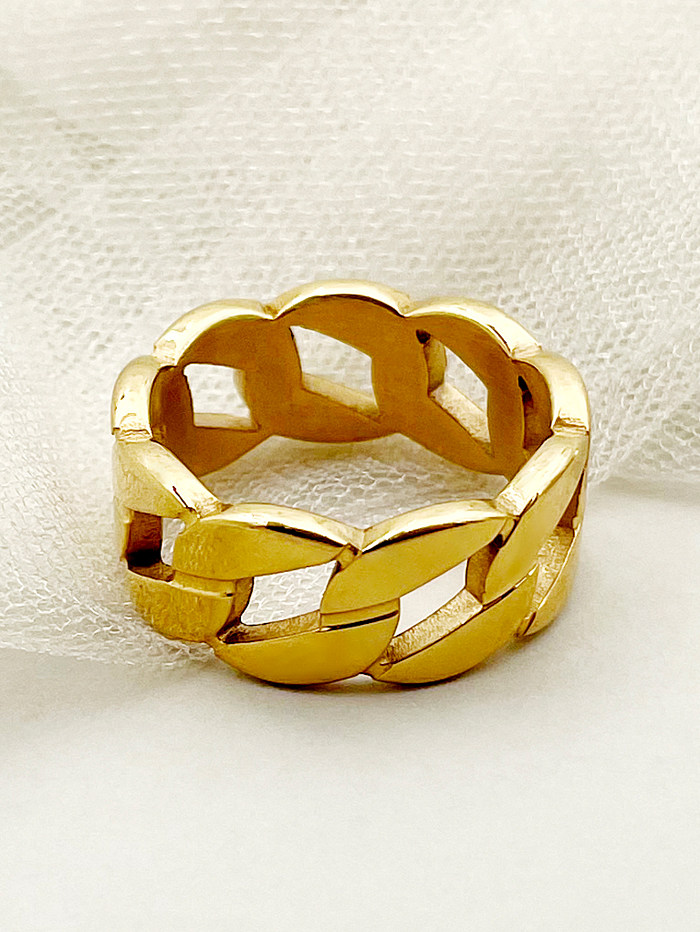 Hip-Hop Geometric Stainless Steel Gold Plated Rings In Bulk