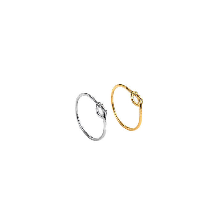 Simple Style Solid Color Knot Titanium Steel Plating Rings