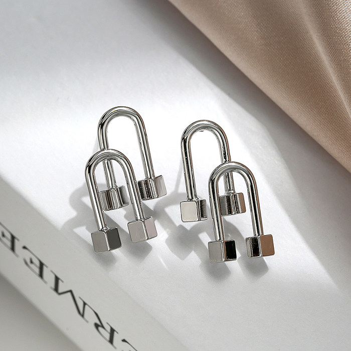 1 Pair Retro Simple Style U Shape Plating Copper 18K Gold Plated Ear Studs