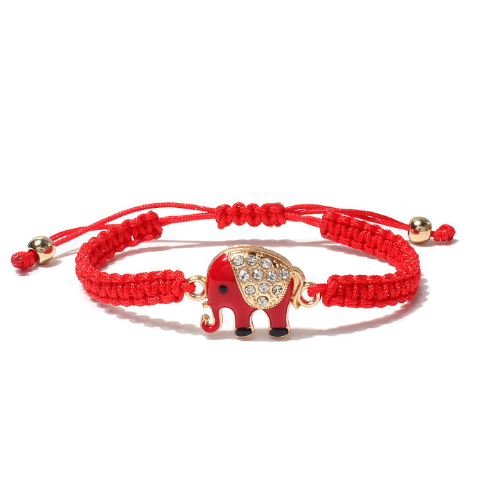 أزياء المنسوجة يدويا متعدد الألوان حبل أحمر الفيل سوار النحاس