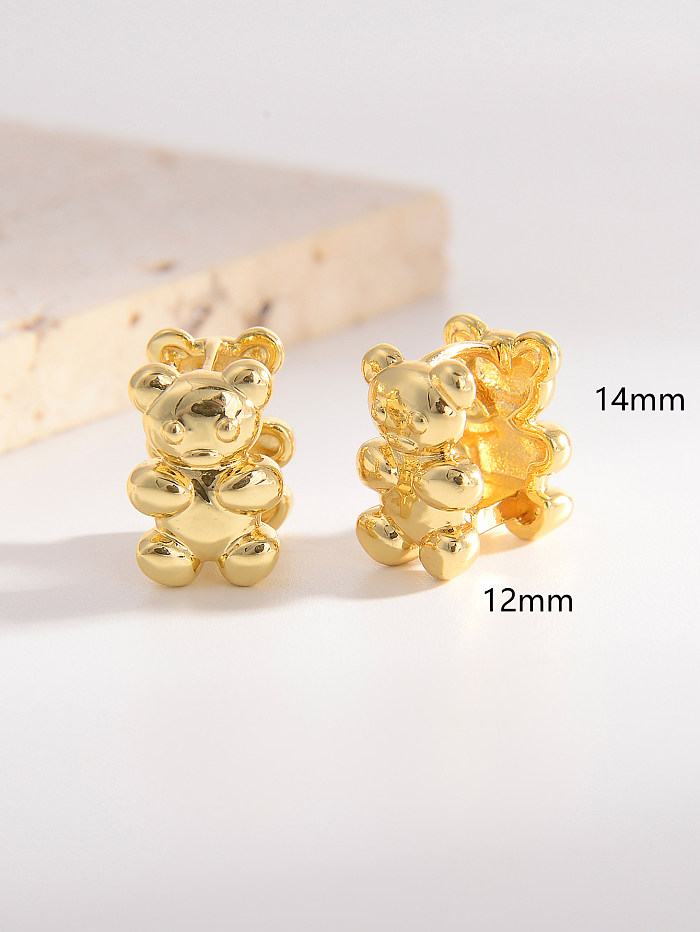 1 Pair Rock Bear Plating Metal Copper 18K Gold Plated Ear Cuffs