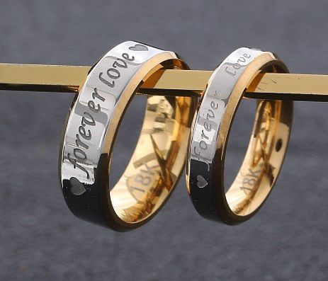Anéis de aço inoxidável com letras de estilo simples por atacado