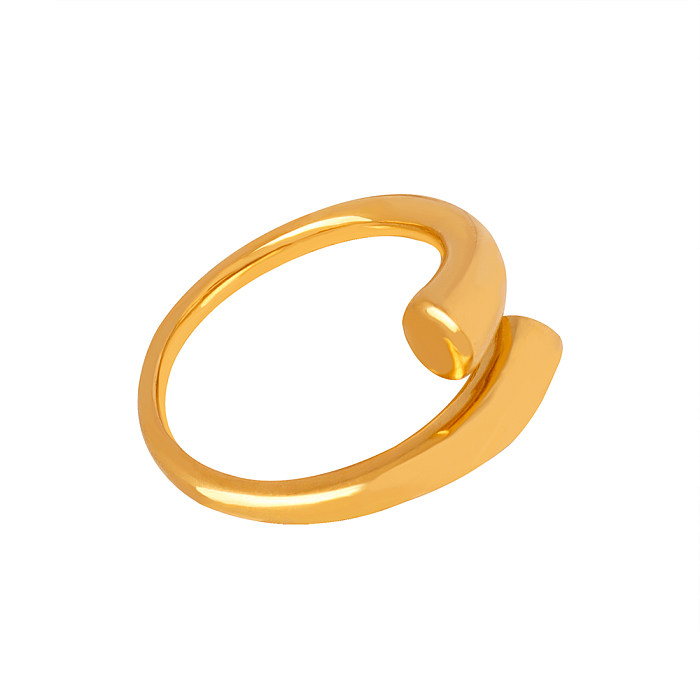 Simple Style Solid Color Titanium Steel Plating 18K Gold Plated Open Rings