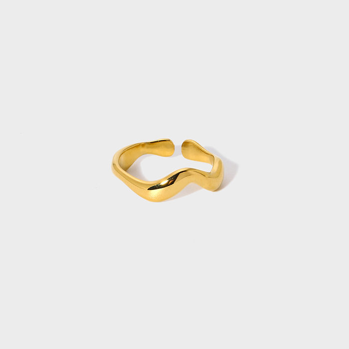 IG Style Nordic Style French Style Solid Color Stainless Steel Plating 18K Gold Plated Open Rings