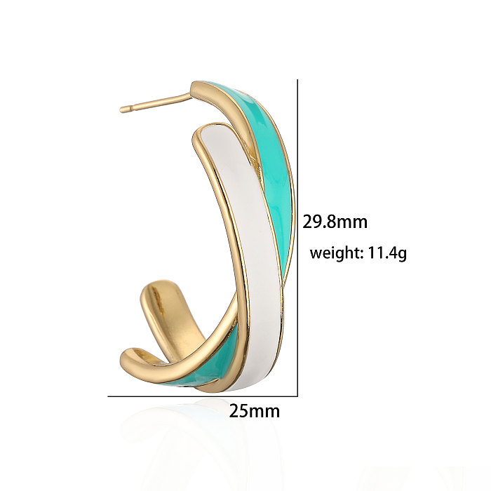 1 Pair IG Style Casual Sweet C Shape Enamel Plating Copper Copper 18K Gold Plated Earrings Ear Studs