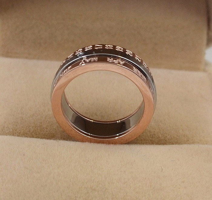 Casual Simple Style Letter Number Titanium Steel Inlay Zircon Rings