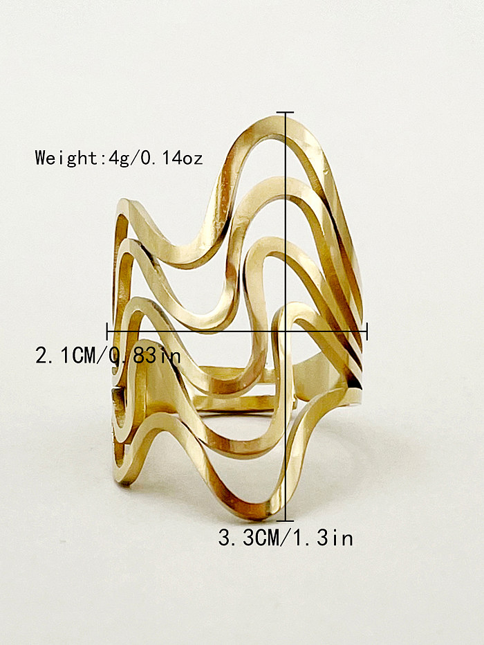 Classic Style Solid Color Stainless Steel Gold Plated Open Ring In Bulk
