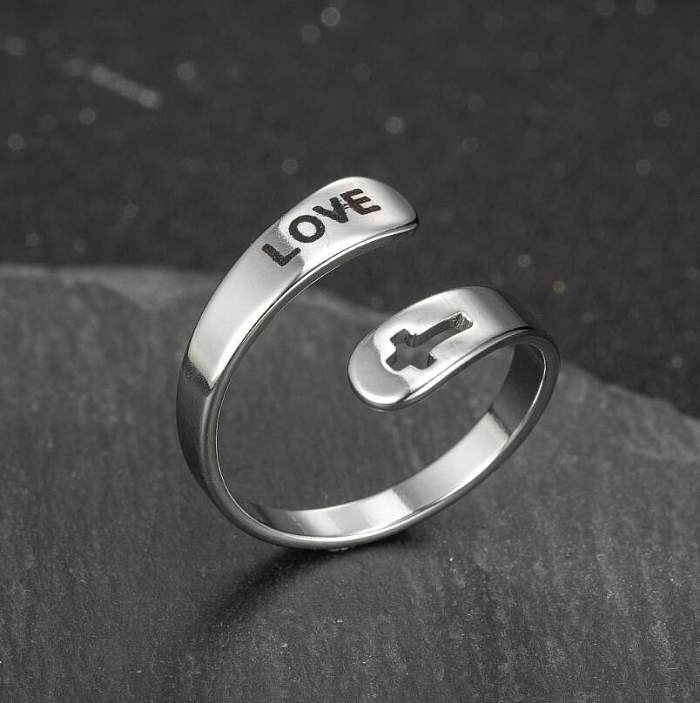 Retro Number Stainless Steel Open Ring Plating No Inlaid Stainless Steel Rings