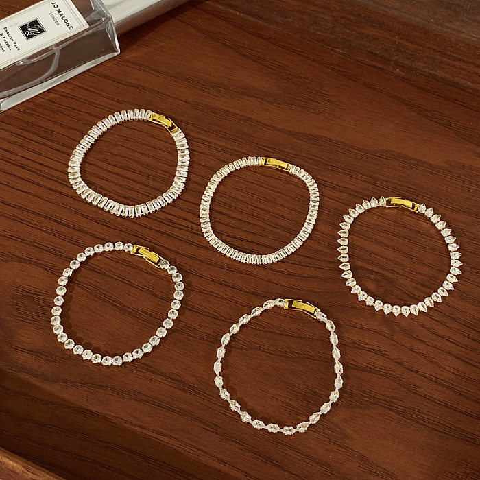 Bracelets de Zircon incrustés de placage de cuivre de couleur unie de style moderne